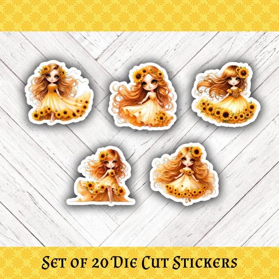 Sunflower Muse Die Cut Stickers: Crafting, Happy Mail & Scrapbooking - Set of 20