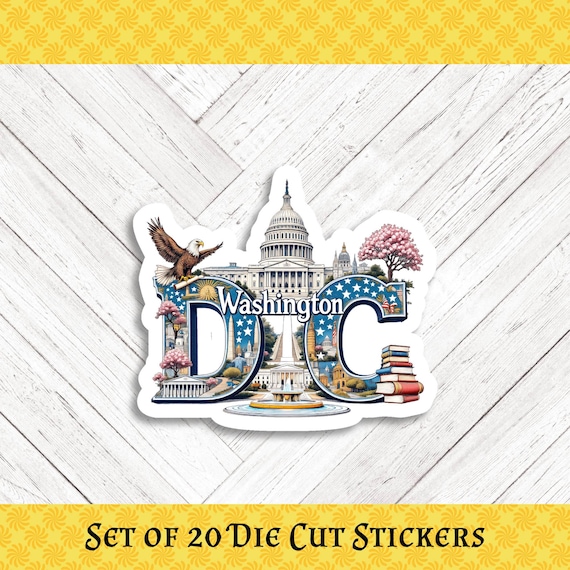 WASHINGTON, DC Die Cut Stickers: Crafting, Happy Mail & Scrapbooking - Set of 20