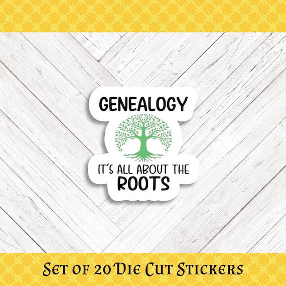 Genealogy Roots Die Cut Happy Mail and  Stickers - Set of 20