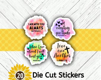 Bible Verse Die Cut Stickers: Crafting, Happy Mail, Scrapbooking (Set of 20)