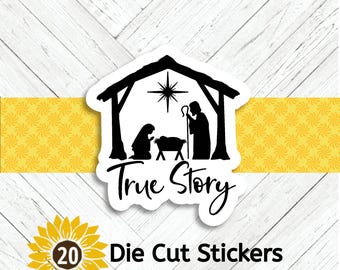 True Story Nativity Christmas Die Cut Stickers - Set of 20
