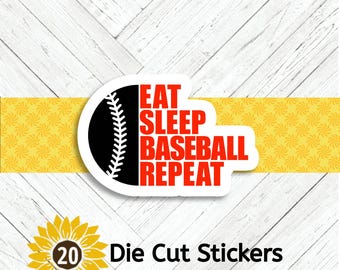 Funny Baseball Die Cut Stickers - Set of 20