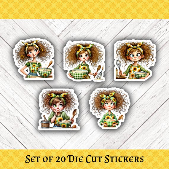 Baking with Sunshine Die Cut Stickers: Crafting, Happy Mail & Scrapbooking - Assorted Set of 20