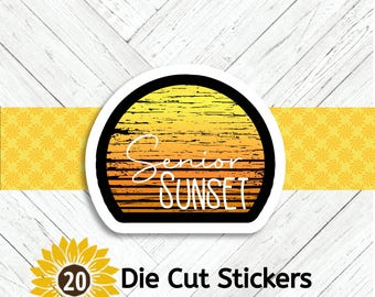 Senior Sunset Die Cut Stickers: Distressed Matte Scrapbooking (Set of 20)