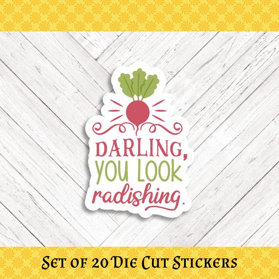 RADISH PUN Die Cut Stickers: Crafting, Happy Mail & Scrapbooking - Set of 20