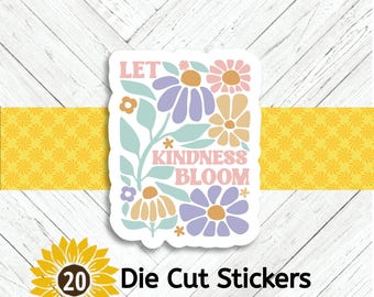 Kindness Bloom Boho Floral Die Cut Stickers (Set of 20) – Matte Paper Craft Supplies