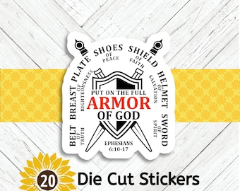 Armor of God Die Cut Stickers: Matte, Scrapbooking, Journaling (Set of 20)