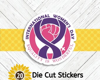 International Women's Day Die Cut Stickers, Equality (Set of 20)