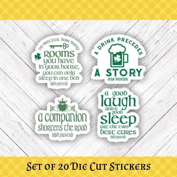 IRISH PROVERBS Die Cut Stickers: Crafting, Happy Mail & Scrapbooking - Assorted Set of 20