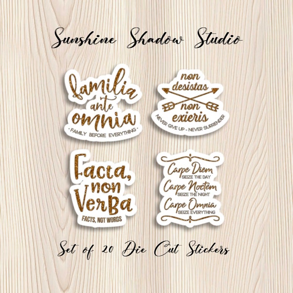 Latin Quotes Die Cut Stickers  - Set of 20