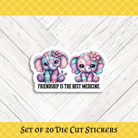 Friendship Elephants Die Cut Stickers - Set of 20