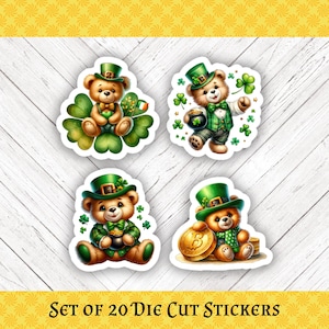 IRISH TEDDY BEARS Die Cut Stickers: Crafting, Happy Mail & Scrapbooking - Assorted Set of 20