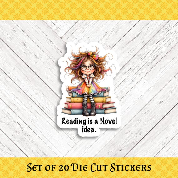 READING PUN Die Cut Stickers: Crafting, Happy Mail & Scrapbooking - Set of 20