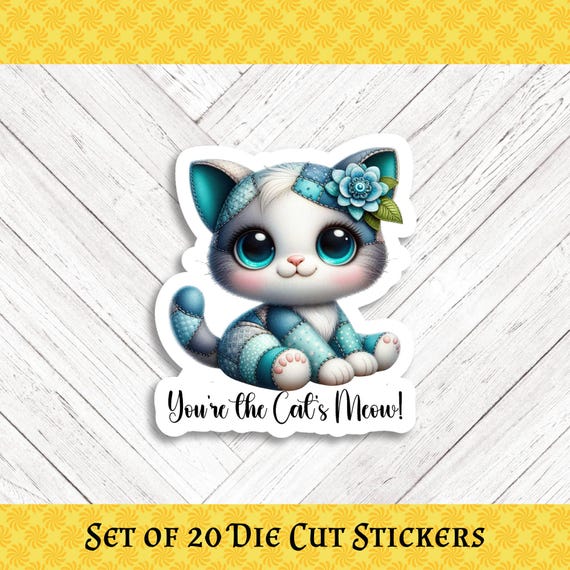 CAT PUN Die Cut Stickers: Crafting, Happy Mail & Scrapbooking - Set of 20
