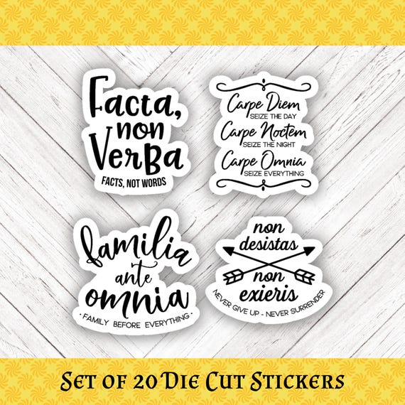 Latin Phrases Die Cut Stickers: Crafting and Happy Mail - Set of 20