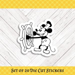 Iconic Steamboat Willie Die Cut Crafting Stickers - Set of 20