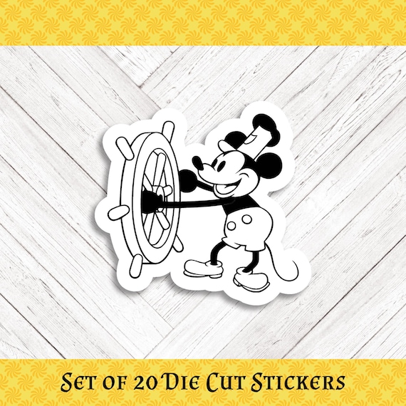Iconic Steamboat Willie Die Cut Stickers - Set of 20