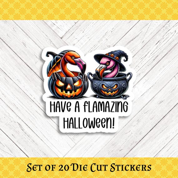 Flamingo Halloween Die Cut Stickers: Crafting and Happy Mail - Set of 20