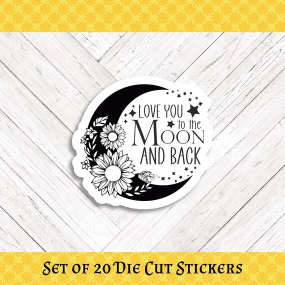 Moon Die Cut Happy Mail and  Stickers - Set of 20