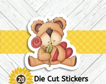 Love Bear Die Cut Stickers: Crafting, Happy Mail & Scrapbooking - Set of 20