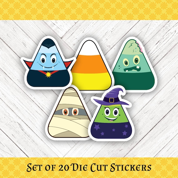Assorted Halloween Candy Corn Die Cut Stickers: Crafting and Happy Mail - Set of 20