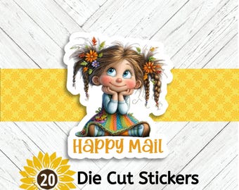 Autumn Girl Die Cut Stickers: Happy Mail Crafting Set - Set of 20