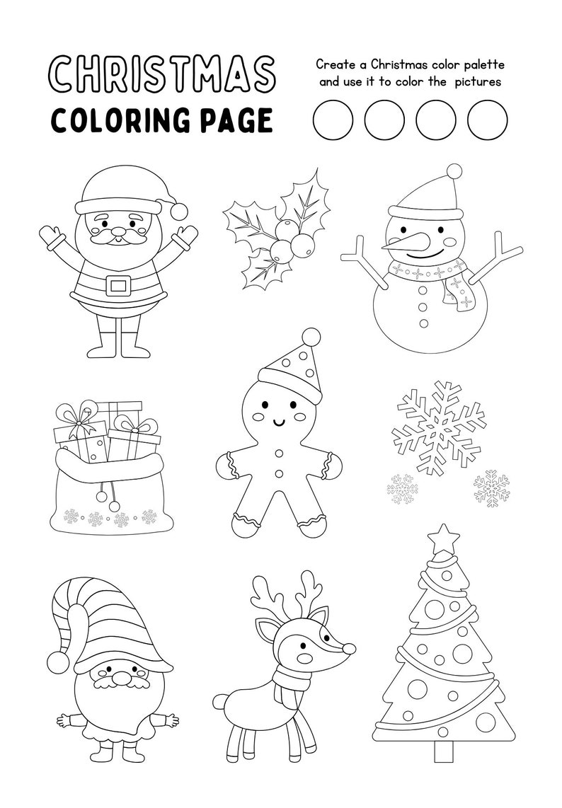 CHRISTMAS COLORING BOOK Santa Claus Snowman Reindeer Decorations ...