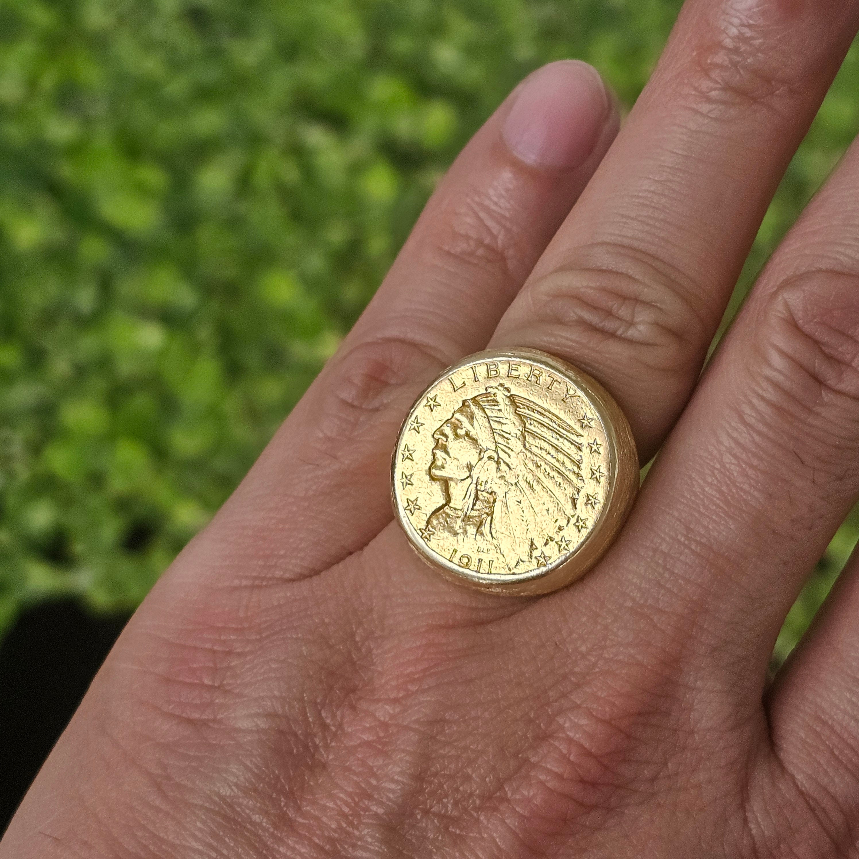 Gold indian hotsell head coin ring