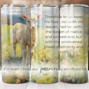 Pascha 20oz Tumbler Sublimacja Design, Jezus Święto Przaśnego Chleba Wiara Inspirujące Proste Tumblery Wrap PNG, Bóg Tumbler