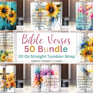 50 Bible Citations 20oz Tumbler Sublimation Design Bundle, Motivational Faith Inspirational Jesus Straight Tumblers Wraps PNG, God Tumbler