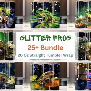 25 Glitter Frog Tumbler Wrap PNG Bundle, Frog Sublimation Design, 20oz ...