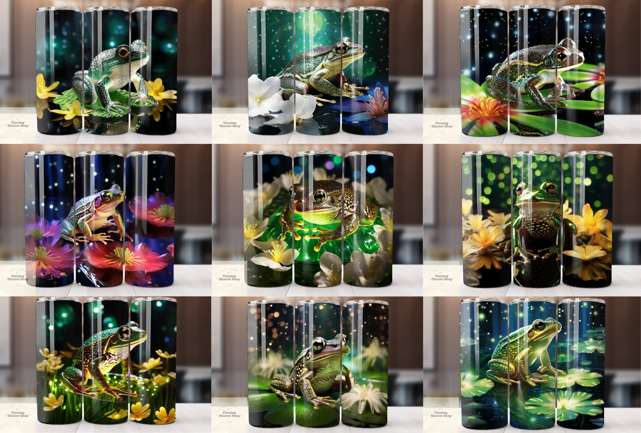 25 Glitter Frog Tumbler Wrap PNG Bundle, Frog Sublimation Design, 20oz ...