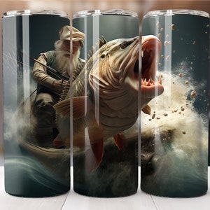 Realistic Fishing Sport 20 oz Straight Tumbler Sublimation Design, Instant Digital Download PNG, Sports Straight Tumbler Wrap PNG