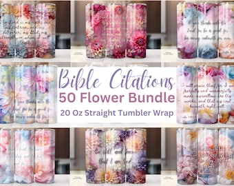 50 bijbelvers 20oz skinny Tumbler Wrap PNG-bundel | Rechte christelijke sublimatieontwerpen | Digitale download van citaten uit de geloofsteksten