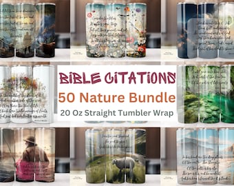 50 bijbelvers 20oz skinny Tumbler Wrap PNG-bundel | Christelijke sublimatieontwerpen | Digitale download van citaten uit de geloofsteksten