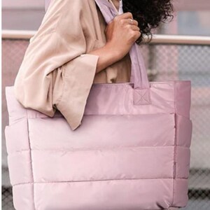 Puffy Tote Bag for Women, Quilted Shoulder Bag with Laptop Compartment, Lightweight puffy bag, Gift for her, puffer bag, puff bubble tote