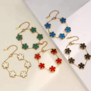 Gold Clover Bracelet: 18K Plated Stainless Steel Lucky Charm