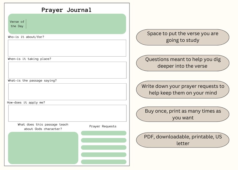 Printable Journal Pages, Bible Study Planner, Instant Download, Prayer Journal, Bible Study ...