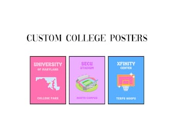Custom College Posters | Set of 3 | Digital Download | Trendy Wall Decor| Bright and Colorful Prints for Wall | College Dorm Decor