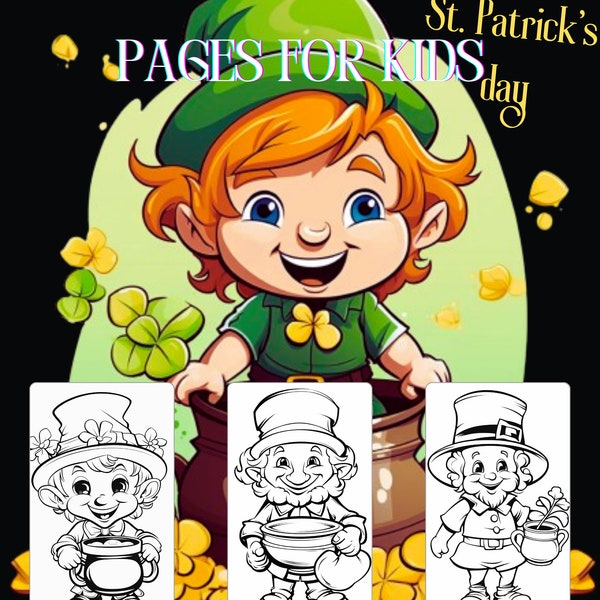 Saint Patrick's Day Coloring Pages For Kids - Lucky Leprechauns And Shamrocks    Instant Digital Download