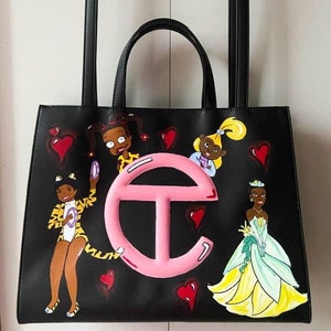 custom design and acrylic paint on leather bag.  Hand painted leather bag, Painted  handbag, Bags