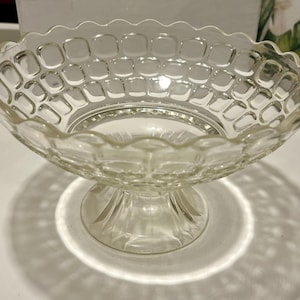 Glass Square Pattern Pedestal Bowl