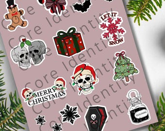Digitala klistermärken med goth-estetik och julmotiv