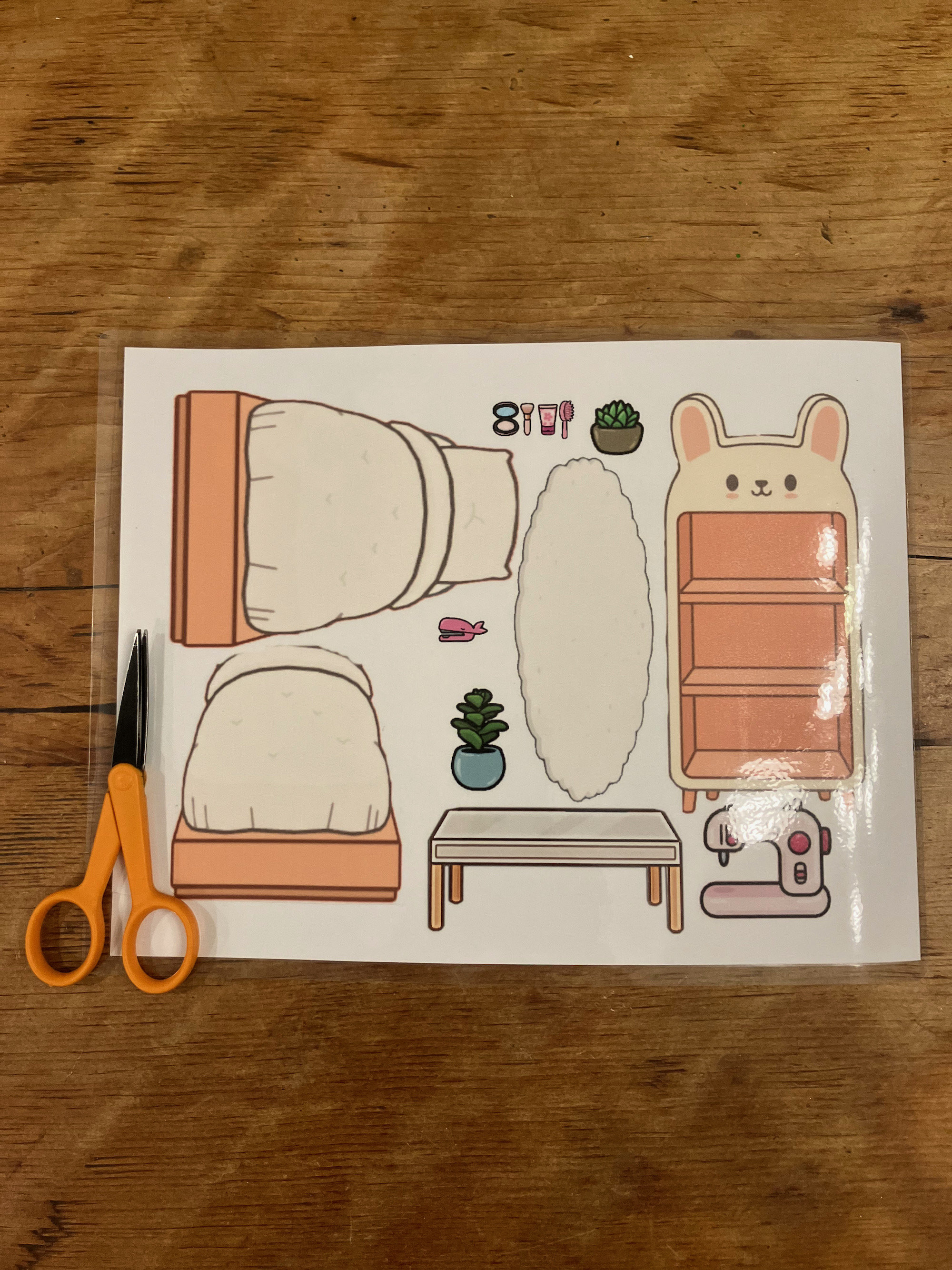 Toca Boca 2 Seiten Papierpuppe Schlafzimmer 1 Möbel, Hintergrund und