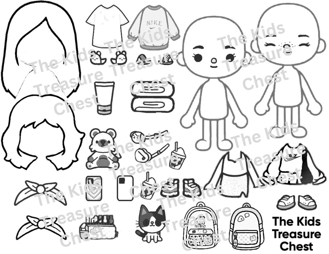 Toca Boca UNCOLORED 3 Seiten Papier SLEEPOVER 1 B W Etsy de