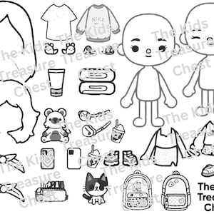 Toca Boca UNCOLORED 3 Pages Paper SLEEPOVER 1 B&W -  in 2023