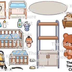 Inspired Toca Boca 2 pages paper "Baby Bedroom w/ Background " / printable / downloadable / Kids Play