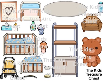 Toca Boca 2 pages paper "Baby Bedroom w/ Background " / printable / downloadable / Kids Play