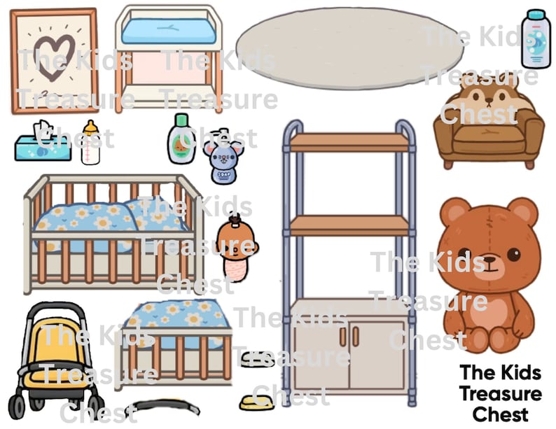 Inspired Toca Boca 2 Pages Paper quot baby Bedroom W/ Background Inspired Toca Boca 2 Pages Paper quot baby Bedroom W/ Background