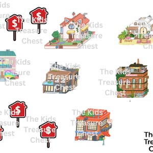 Inspired Toca Boca 3 pages paper &quot; Real Estate- Realtor- Houses &quot; dolls, hairs, background, and accessories/ printable / downloadable / Kid